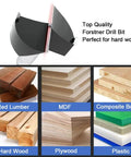 Six Piece Large Size Forstner Drill Bit Set Carbide Tipped For Hard Wood Plastic Plywood showing wood and material usage