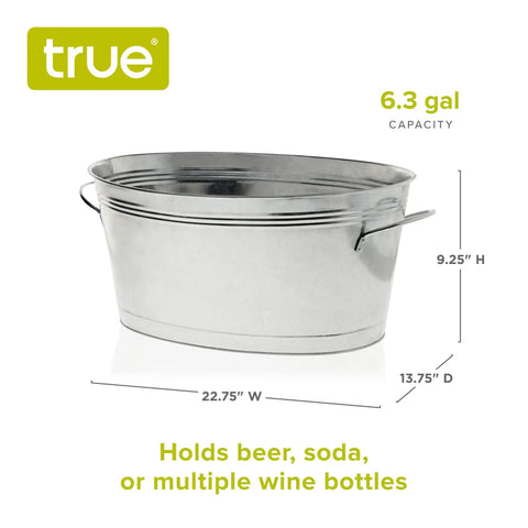 Large Galvanized Ice Tub For Parties With Sturdy Handles Six Point Three Gallon Beverage Cooler For Beer Wine Soda And Bottled Water Rustic Indoor Outdoor Drink Bucket For Tailgates BBQs And Backyard Gatherings