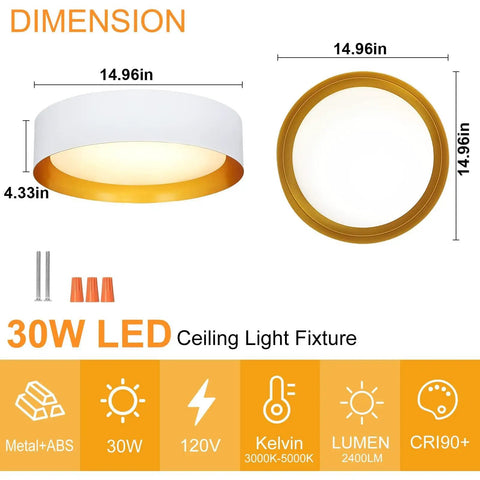 Super Versatile Dimmable Round Led Flush Mount Ceiling Light 15 Inch Fixture dimensions and features overview