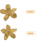 Front and back view of Antique Brass Five Petal Flower Cabinet Knob For Your Dresser And Wardrobe Vintage Floral Drawer Pull For Kitchen Cabinets And Mid Century Style Home Decor Hardware.