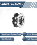 12 Pcs Small V Groove Pulleys 4x13x6mm Miniature Carbon Steel Ball Bearing Pulleys Replacement For Rail Track Linear Motion System Sweet For CNC Machines And DIY Projects on white background