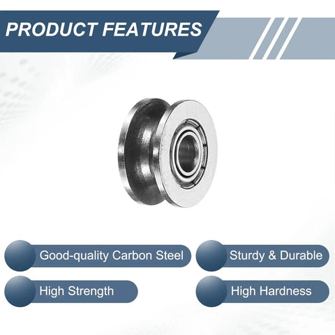 12 Pcs Small V Groove Pulleys 4x13x6mm Miniature Carbon Steel Ball Bearing Pulleys Replacement For Rail Track Linear Motion System Sweet For CNC Machines And DIY Projects on white background