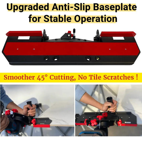 45 Degree Tile Chamfering Tool For 4.5 Inch And 5 Inch Grinders With Adjustable Base Plate For Precise Tile Chamfering in use
