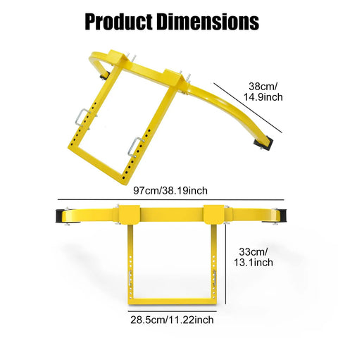 Heavy Duty Ladder Stabilizer for Roof Gutter and Wall Ladders, Adjustable Non Slip Steel Wing Span Standoff dimensions diagram