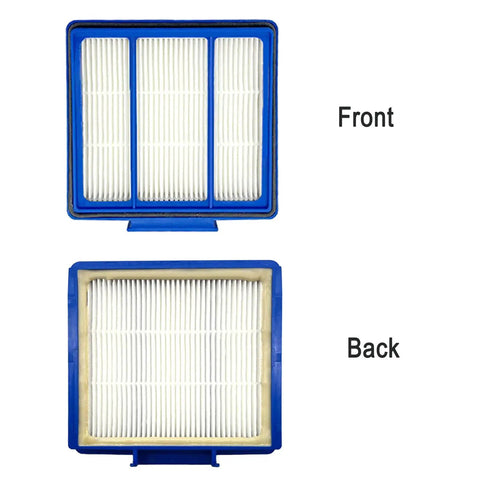 Front and back view of filters from Robot Vacuum Accessories Kit With 1 Main Brush 3 Filters 6 Side Brushes 1 Pre Filter For Your Shark IQ RV1001AE AV911S EZ RV1000 RV1001 AV1010AE UR1000SR UR1005AE AV970 AV993 QR1000SB And More.