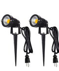 All Metal Landscape Outdoor Spotlights Waterproof IP65 5W 120V Yard Flood Light With Ground Stake 3200K Twin Pack