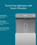 Front view of Wall Mounted Bottle Filling Station With Refrigerated Filtered Water Dispenser Touch Free Sensor 9.5 GPH Cooling Capacity Filter Monitor Dope For Schools Offices Gyms, showing touch-free sensor and filter status display.