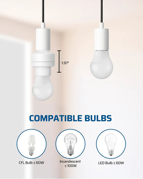 Remote Control Light Socket With Wireless Control For Lamps And Fixtures, Pull Chain Compatible, 100Ft Range, No Wiring Needed, ETL Listed, No Fuss Easy Hands Free Control From Bed Or Couch