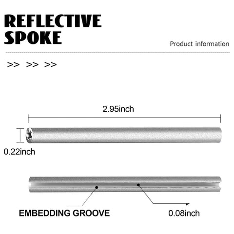 Dimensions of 72 Pcs Bicycle Spoke Reflective Strips For Night Riding 360 Degree Visibility with embedding groove detail