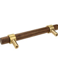 Side view of Two Hole 140mm Brass Walnut Drawer Pulls Set Of 4 with M4 Screws, oxidation and rust resistant