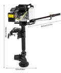 Beefy 4HP Gas Outboard Motor 55cc 4-Stroke With Air Cooling Heavy Duty Small Boat Engine side view showing dimensions