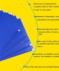 Heavy Duty Tacky Floor Mats 300 Total Sheets layered blue mats with numbered labels, designed to trap dirt and dust effectively.