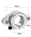 2 Pack SHF25 Aluminum Linear Motion Rail Clamp Rod Guide Support For 25mm Shaft, 56mm body, 7mm mount holes
