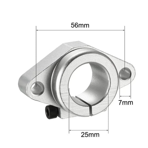 2 Pack SHF25 Aluminum Linear Motion Rail Clamp Rod Guide Support For 25mm Shaft, 56mm body, 7mm mount holes