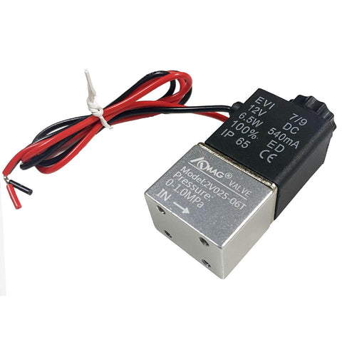 12V DC Aluminum Solenoid Valve For Air And CO2 Compressors, 1 Eighth Inch NPT, 2 Way Normally Open with wires