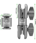Composite Double Socket Swivel Arm 3.7 Inch Aluminum Mounting Arm Dual 20mm Socket Ends Fits 20mm Attachment Ball For Vehicle GPS Mount Durable For Rugged Use With Lifetime Warranty; gray aluminum arm with 25mm width and 94mm length