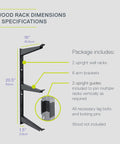 Heavy Duty Wood And Lumber Wall Storage Rack With 480 Lb Capacity Steel Mounted Three Tier Shelf specifications diagram
