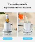 2 In 1 Smart Cup Electric Beverage Warmer And Cooler Chill Or Heat Your Daily Drinks Straight Up Temperature Control Desk Heater showing two cooling methods.