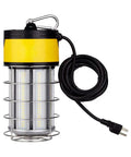 Ultra Bright 100W LED Work Light With 12000 Lumens Hanging Plug In Cage Light For Jobsites And Construction, durable stainless guard, power cord.