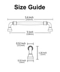 Size guide for Fluted Champagne Bronze Cabinet Pulls 5 Inch Hole Center 10 Pack Decorative Hardware Handles