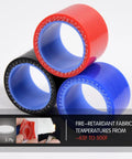 Black, red, and blue silicone radiator hoses for 1989 to 2000 Nissan 300ZX Z32 VG30DET with 3 Ply Nylon Reinforcement