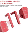 Heavy Duty Woodworking Precision Square L Shaped Jig For Fast Splicing And Panel Alignment Dead Nuts Straight Lines showing double scales in red.