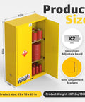60 Gallon Flammable Storage Cabinet 43 By 18 By 65 Inches With Double Doors Vent Ports Grounding Conductor And Spill Containment Sump Garage Ready Safe Lockable Easy Access For Solvents Paints And Fuels, open with red drums inside