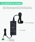 UL listed power adapter for 8-Port Full Gigabit PoE Switch Workhorse With 4 BT90W PoE Plus Ports and DIN rail mount