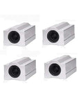 4Pcs Pro Grade Linear Motion Bearing Slides SCS12UU 12mm Length For CNC Parts, 3D Printer Parts, And Precision Machine Tools, Heavy Duty Linear Guides For Smooth Movement, Accurate Positioning. Four silver linear bearing blocks with 12mm bore.