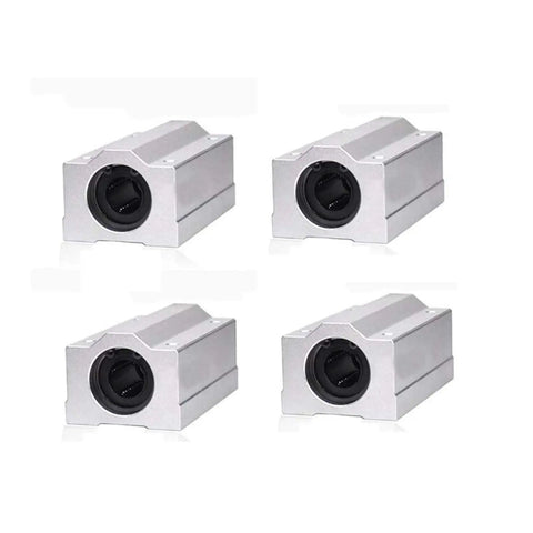 4Pcs Pro Grade Linear Motion Bearing Slides SCS12UU 12mm Length For CNC Parts, 3D Printer Parts, And Precision Machine Tools, Heavy Duty Linear Guides For Smooth Movement, Accurate Positioning. Four silver linear bearing blocks with 12mm bore.