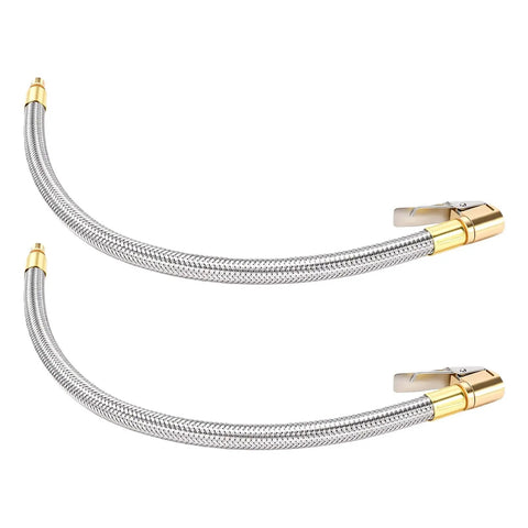 Rock Solid Heavy Duty 13 Inch Stainless Steel Tire Inflator Hose Adapter M8 Thread Braided Extension Fits All Cars Trucks SUVs 2 Pack