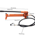 Hella Heavy Duty 10k PSI Single Acting Hydraulic Hand Pump With 1500ml Tank, iron manual tool with 1700mm hose, portable design.
