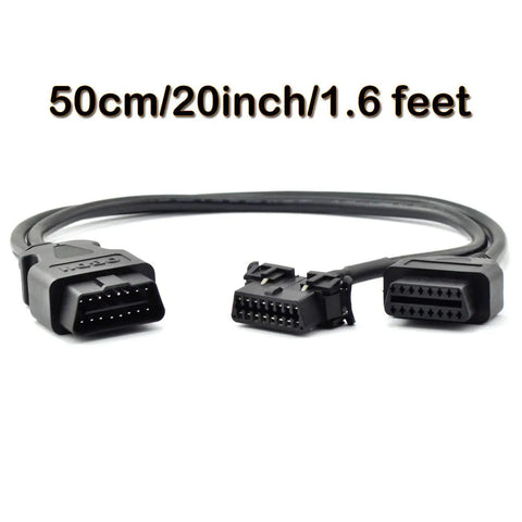 OBD2 OBD II Full 16 Pin Y Splitter Cable J1962 1 Male To 2 Female Connector Extension Adapter 50cm