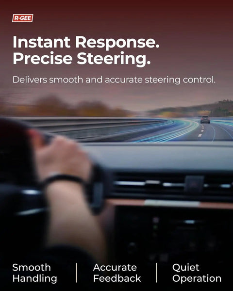 Person driving car illustrating smooth handling with focus on steering wheel, emphasizing Honda Accord 2008 Through 2012 2 4L L4 Power Steering Pump With Pulley Replacement Kit Drop In Direct Fit Hydraulic Pump Assembly Reference 21 5495 56100R40A08 56100R40P05 benefits.