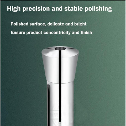 Close-up of R8 Precision Round Spring Collet 5/16 Inch Mill Chuck Holder With M12 Thread for CNC Mill Machine, showing polished finish.