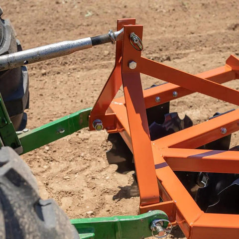 5ft Notched Disc Harrow Attachment For Cat 1 Tractors, 3 Point Implement with concave discs in field