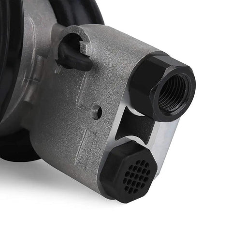 Close-up of Five Inch Air Random Orbital Sander Dual Action Pneumatic Polisher detailing metal casing and air input connection.