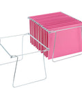 Heavy Duty Steel Hanging File Frames Two Pack Adjustable File Cabinet Rails with pink hanging folders displayed.