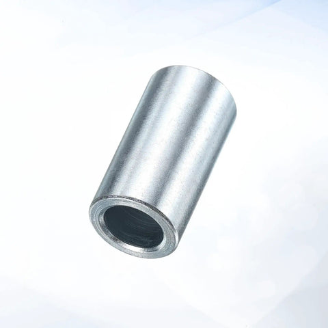 Galvanized Steel Spacers Ten Pack Heavy Duty Round Metal Spacers One Half Inch Bore Three Quarter Inch Outer Diameter One And A Half Inch Length Unthreaded Standoff Bushings Plain Finish For M12 Screws And Bolts, zinc-plated spacer close-up