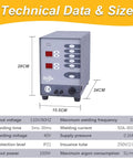Pro Grade CNC Pulse Argon Arc TIG Jewelry Spot Welder With Five Shortcut Modes Gas Assisted dimensions and technical data