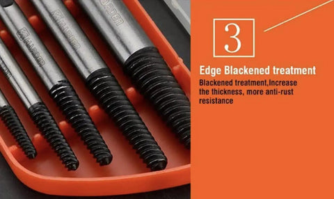 Heavy Duty Bolt And Screw Extractor Set Five Piece CrMo Steel For Damaged Screws Removal With Ease Gets The Job Done