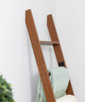 5 Foot 8 Inch Blanket Ladder For Living Room And Bedroom With 6 Tiers Wall Leaning Laminate No Snag Construction, corner view