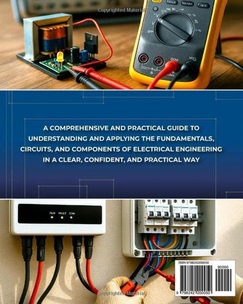 Book: Electrical Engineering Fundamentals; blue cover with circuit diagrams and electrical components.