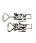 Stainless Steel Adjustable Draw Latch Toggle Clamp Set 2 Pack Small 2.95 To 3.74 Inches Adjustable Grip Padlockable Eye Barrel Polished Finish