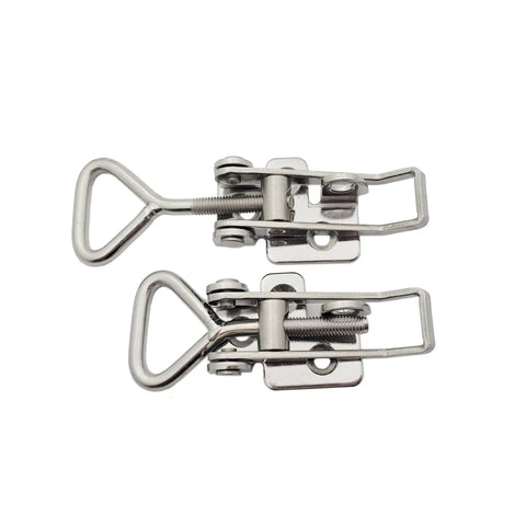 Stainless Steel Adjustable Draw Latch Toggle Clamp Set 2 Pack Small 2.95 To 3.74 Inches Adjustable Grip Padlockable Eye Barrel Polished Finish