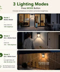 Outdoor Solar Porch Lights 2 Pack Featuring Motion Sensor And 3 Lighting Modes, displaying 3 lighting modes for outdoor use.