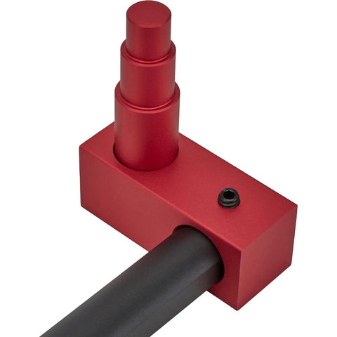 32 Inch Adjustable Radius Rod Length Gauge Bar For Precision Setting Of Tie Rods Drag Links And Four Link Tubes Fits 1/2 5/8 And 3/4 Inch Rod Ends Heavy Duty Tool For Hot Rod Builders And Custom Fabrication red metal gauge with black tube