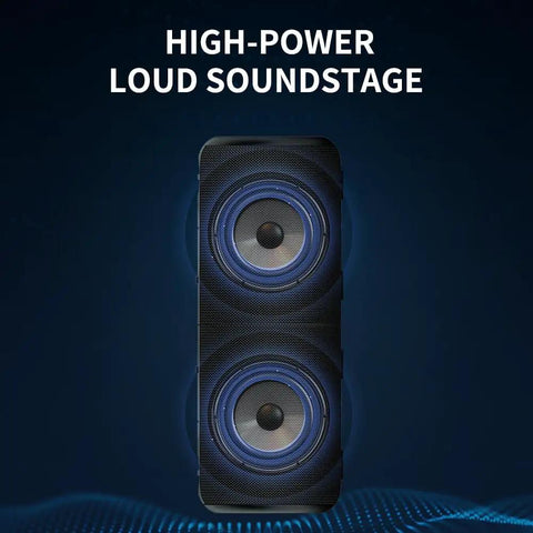 Front view of Two In One Portable Splittable Bluetooth Speaker Waterproof Bluetooth 5.3, displaying dual speakers for stereo sound.