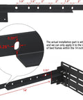 Rock Solid Adjustable Bed Frame Extension Brackets With Bolt On Footboard Attachment Kit For Headboard Only Queen King Full And Twin Beds No Sweat Setup Rugged Build close-up showing measurements and installation details.