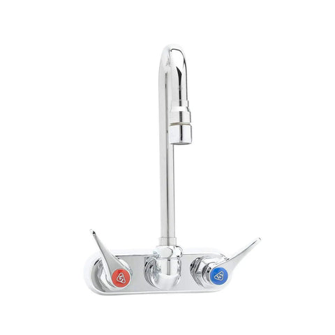 Wall Mount Workboard Mixing Faucet With Chrome Plated Brass Body, 2.2 GPM Aerator, 4 Inch Body, shown on white background